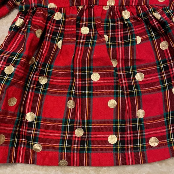 NWOT Old Navy Baby Girls Red plaid dress with gold polka dots! - Picture 4 of 7